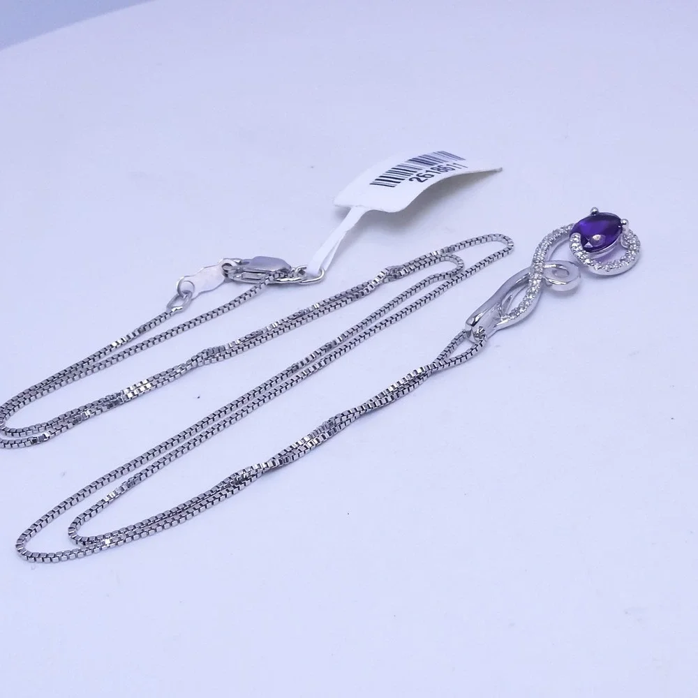 Chuck Clemency Sterling Silver 925 Purple Amethyst & White Topaz 18